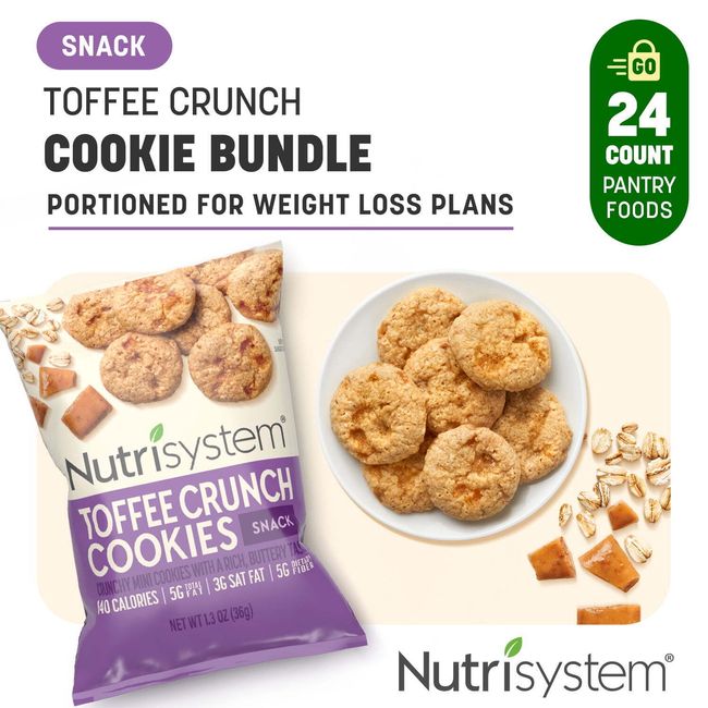 Nutrisystem Toffee Crunch Cookie Bites Shelf-Stable Diet Friendly Snacks 24 Pack