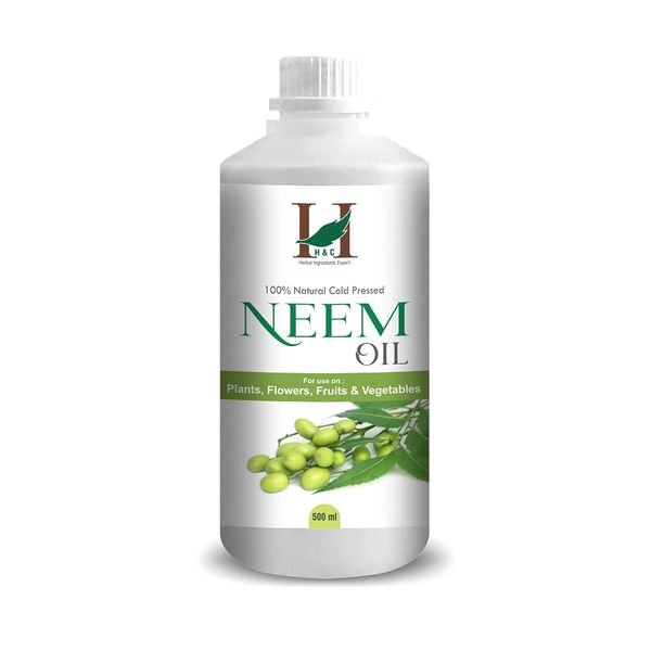 H&C Cold Pressed Water Soluble Pure Neem Oil 500 ml for Indoor and Outdoor Plants and Garden