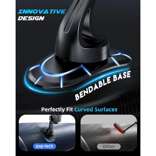 pop-tech for MagSafe Adhesive Car Mount, Strong Magnets Car Phone Holder Mount for Dashboard, 360° Rotation Magnetic Cell Phone Dash Holder Curved Fit for iPhone 16 Pro Max 15 14 13 12 Series
