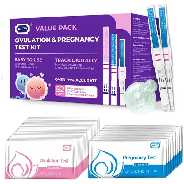 40 Ovulation Test Strips and 12 Pregnancy Test Strips Combo Kit LH Ovulation APP