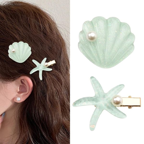 Starfish Hair Clip Seashell Hair Accessories for Girls Alligator Hair Clip Set for Cosplay Party Summer Beach Headwear Shell Hair Pins for Women Starfish Hair Barrettes 2 Pcs