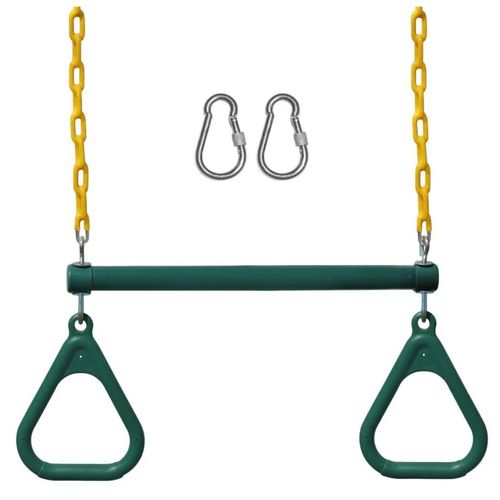Jungle Gym Kingdom Trapeze Swing Bar with Heavy Duty Chain & Locking Carabiners