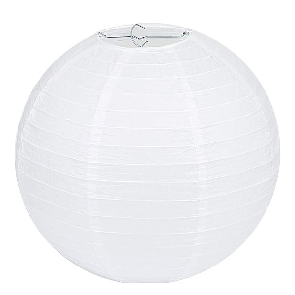 Lampenschirm Rund Weiß Papier Laterne Classic Bamboo Style Gerippter Lampenschirm Deko für Party Garten Hochzeit Dekoration (30 cm, 12")