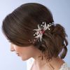 Edary Bride Wedding Hair Comb Silver Butterfly Headpiece Blak Bead Wedding Side Comb Leaf Bridal Hair Accessories for Women and Girls