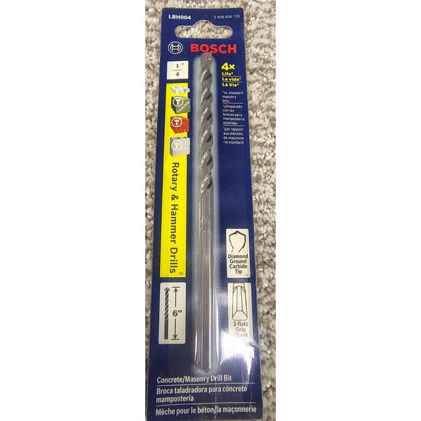 🗽BOSCH  1/4" DIAMOND GROUND CARBIDE TIP DRILL BIT ROTORY AND HAMMER