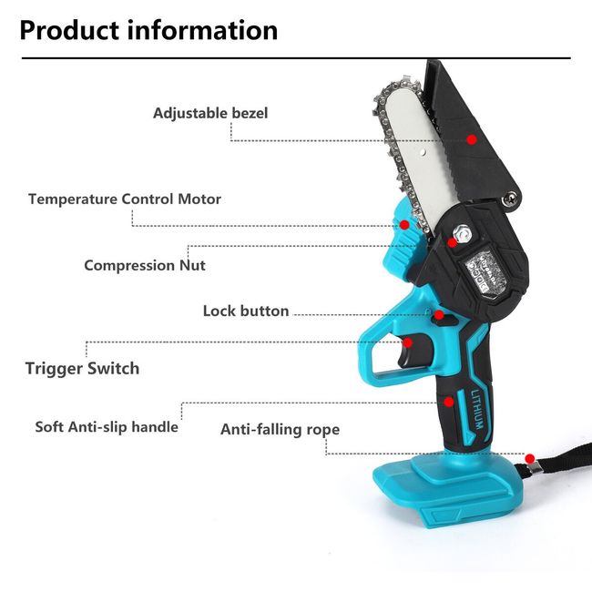 Mini Chainsaw, Handheld Cordless Chainsaw, 4-Inch Portable Household Small  Rechargeable Battery Powered Saw For Wood Cutting Fruit Tree Pruning And