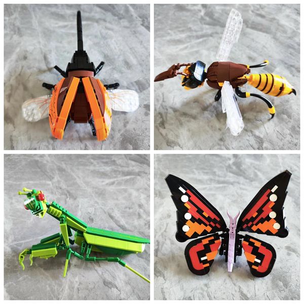 Norepios Insect Collection Building Set, 727 Pcs Bug Animal Building Bricks Toy for Adults Boys Girls, 4-in-1 Wasp Mantis Beetle Butterfly Bug Model Kit for Natural Insect Lovers