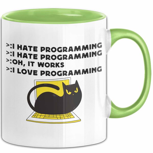 Programmierer Tasse Geschenk Für Informatiker Nerds Kaffee-Becher Für Geeks Kaffee-Becher (Grün)