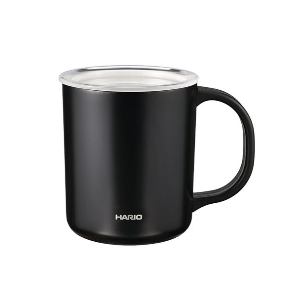 HARIO CMG-350-B Ceramic Coating Vacuum Double Insulated Mug, Black, 11.8 fl oz (350 ml), Lid Included