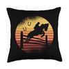 Equestrian Horse Show Jumping Retro Sunset Throw Pillow