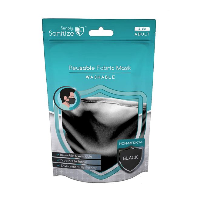 Simply Sanitize Reusable Fabric Black Face Mask, NM001