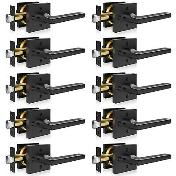 VEVOR Privacy Door Handle 10 PCS Matte Black Square Door Lever Interior Keyless