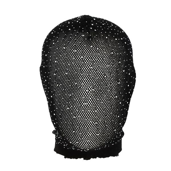 Black Crystal Elastic Mesh Rhinestone Masquerade Masks Full Face Veils See Through Fishnet Headwear Hairbands Turban Head Covers Wraps