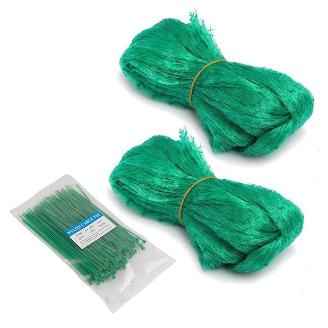 sanmaao Bird Protection Net, Bird Repellent, Home Garden, Crow Protection, Green Orchard, Protection Against Pest Birds, Includes Cable Ties (Green)