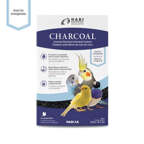 Hari Bird Charcoal, Coconut Derived Activated Charcoal, Aid in Digestion and Eliminate Toxins, Hagen Supplement for All Birds, 8.11 oz