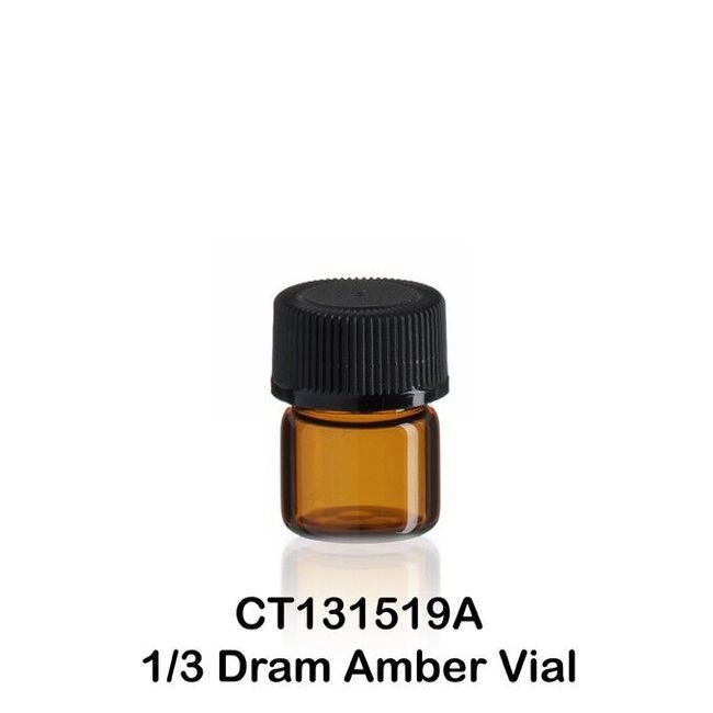 50 Amber Glass Vials w/ Screw Caps 15 x 19 mm - 1/3 Dram (1/24 Oz., 1.25 ml)