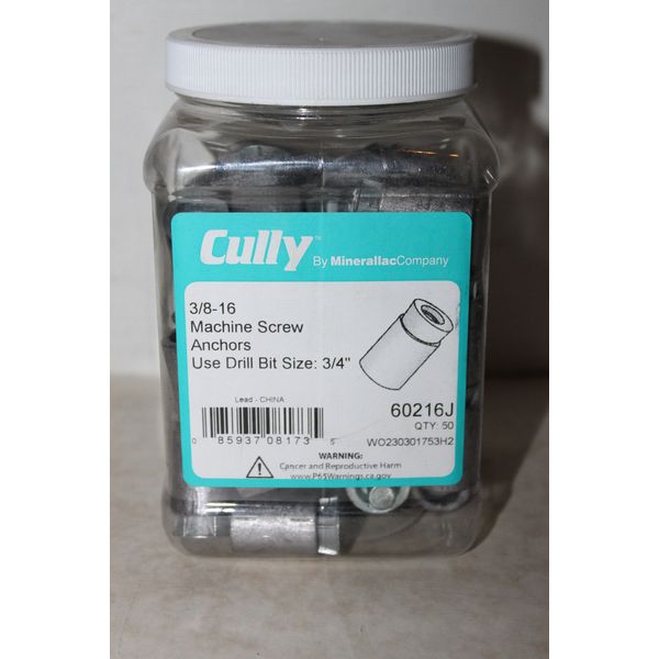 CULLY 3/8-16 Machine Screw Anchors 60216J, pack of 50