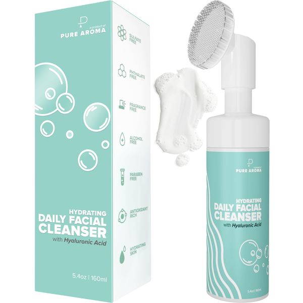 Pure Aroma Hydrating Daily Facial Cleanser | Foaming Face Wash & Makeup Remover With Hyaluronic Acid, Glycerin | For All Type Of Skin | Fragrance-Free, Paraben-Free, Sulfate-Free