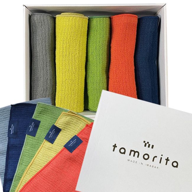 TAMORITA Towel Gift, Made in Japan, Imabari Towel, Gauze, Cosmetic Box, Set of 5, Hand Towel