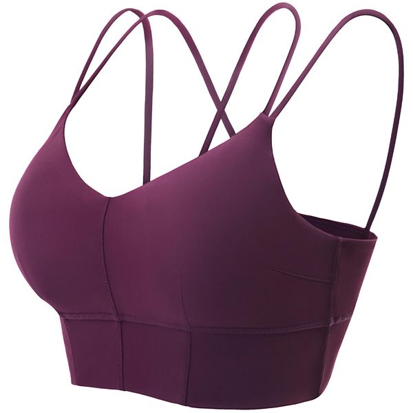 MotoRun Strappy Sports Bra Sexy Bralettes for Women Push Up Bralette Top Purple L