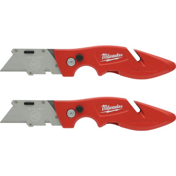 Milwaukee 48-22-1901F Fastback Utility Knife with Wire Stripping Compartment, and Gut Hook (2 Pack of 48-22-1901)