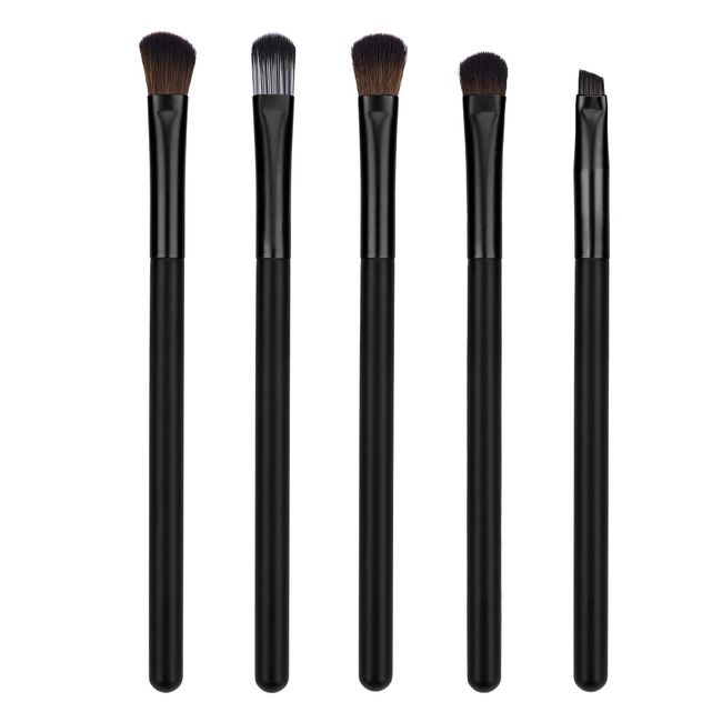 JessLab Augen Pinsel Set, 5-teiliges Make-up Pinselset mit Synthetischen Borsten und Holzgriff für Eyeliner, Lidschatten und Augenbrauen Essentials Brush Collection Kit, Schwarz