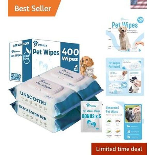 400 Dog Wipes for Paws and Butt Ears Eyes | Organic Pet Wipes for Dogs | Unsc...