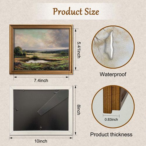 Gold Framed Vintage Wall Art Classical French Landscape Mountain Painting for Living Room Farmhouse Wall Decor (Velley, 10L x 8W)
