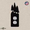 3 Pine Trees Single Duplex Wall Plate (Single Power, Black) - MADE IN USA
