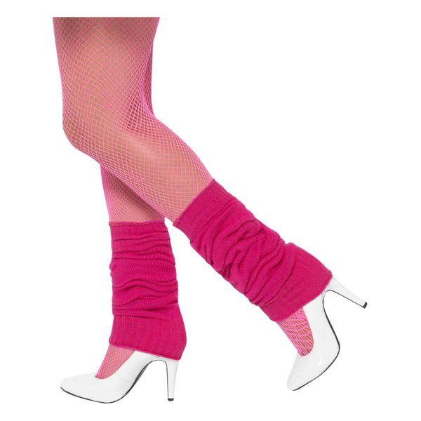 Smiffys Legwarmers, Hot Pink , 1980's Fancy Dress, Adult Dress Up Accessories