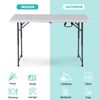 Folding Table 4 FT Portable Fold-in-Half Adjustable Plastic Camping Table White