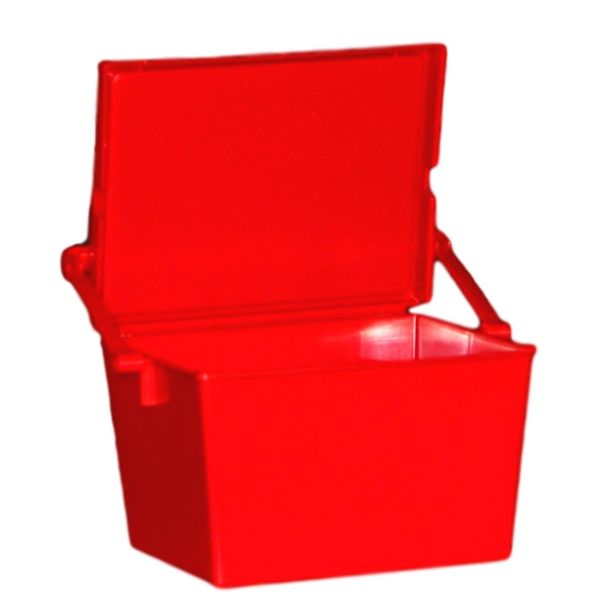 1 Red Plastic Tote  Recipe Box Diabetic Disposal Container Mfg USA Durable