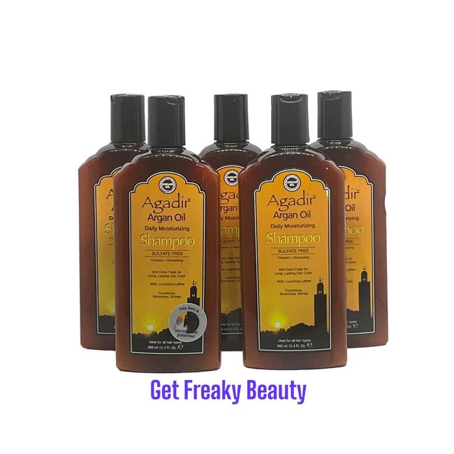 5 PACK. 12.4 oz. Agadir Argan Oil Daily Moisturizing Shampoo. 366ml. NEW.