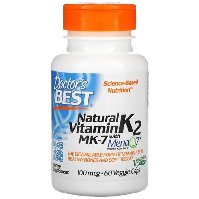 Doctors Best Natural Vitamin K2 MK-7 with MenaQ7 100mcg 60 Tablets