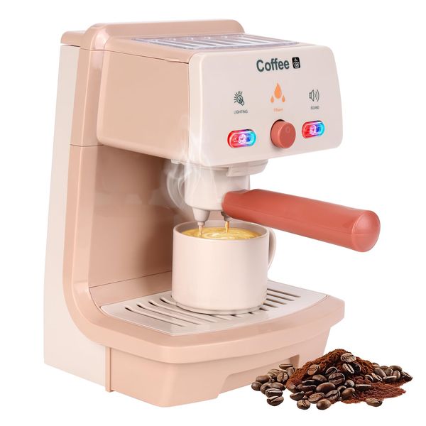 Kids Coffee Maker with Coffee Cups Toy Coffee Maker for Kids Kitchen Playset Gifts Set Toddler Coffee Playset with Lights and Sound Play Coffee Maker Set for Kids Tea Playset