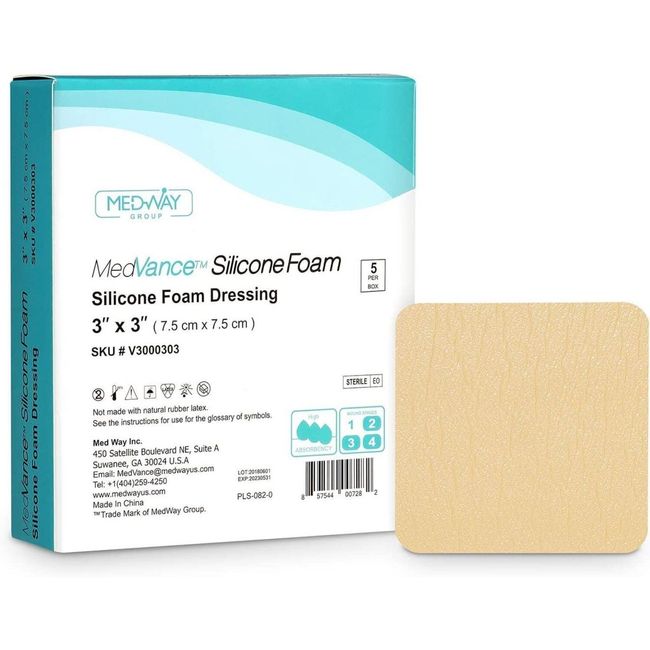 MedVance TM Silicone - Silicone Adhesive Foam Absorbent Dressing, 3"x3", Box...