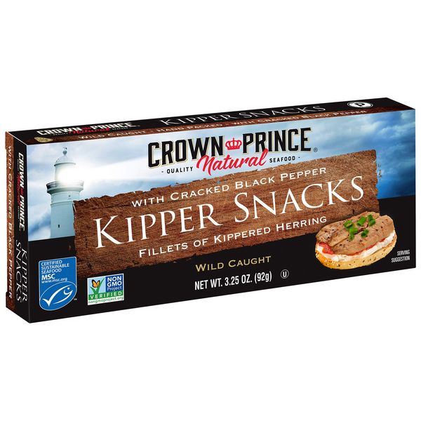 Crown Prince Natural Kipper Snacks with Cracked Black Pepper, 3.25 Ounce Cans (Pack of 18)