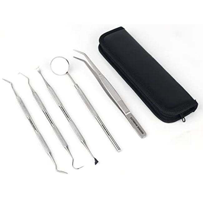 Dental Tools Set (5pc) Dental Mirror, Tarter Scraper, Dental Pick, Dental  Scaler