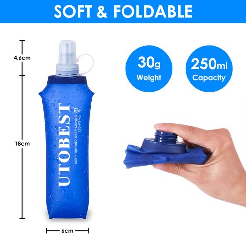 UTOBEST Soft Flask Running Water Bottle Collapsible Water Bottle for Trail Running Hydration Pack Hiking Cycling Climbing 250ML