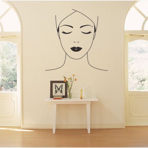 Woman Face Line Art Drawing Wall Decal Custom Wall Sticker For Home/Business