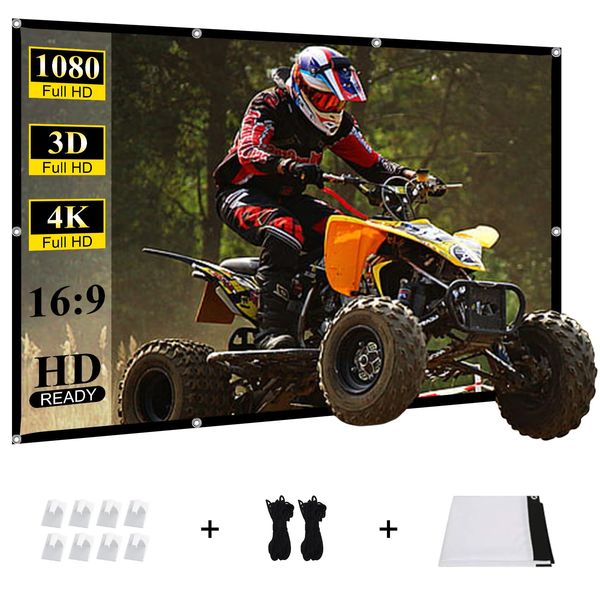 100 inch Outdoor Movie Projector Screen Portable : Foldable and Wrinkle-Free Projection Screen 16:9Foldable Cinema for Home Theater