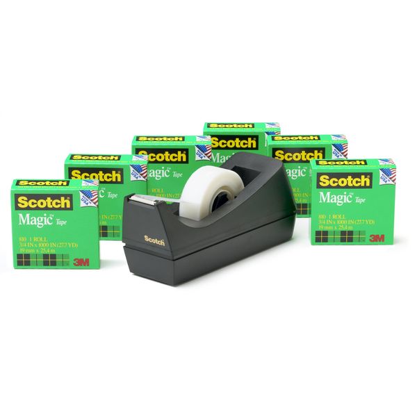 Scotch Magic Tape, 6 Rolls with Dispenser, Great for Gift Wrapping, Numerous Applications, Invisible, Engineered for Repairing, 3/4 x 1000 Inches, Boxed (810K6C38)