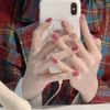 24PCS Rose Red Nails Gold Glitter Nail Tips For Taking Photos, Weddings, Coming-of-Age Ceremonies, Parties, After-Parties, False Nails, Fake Nails
