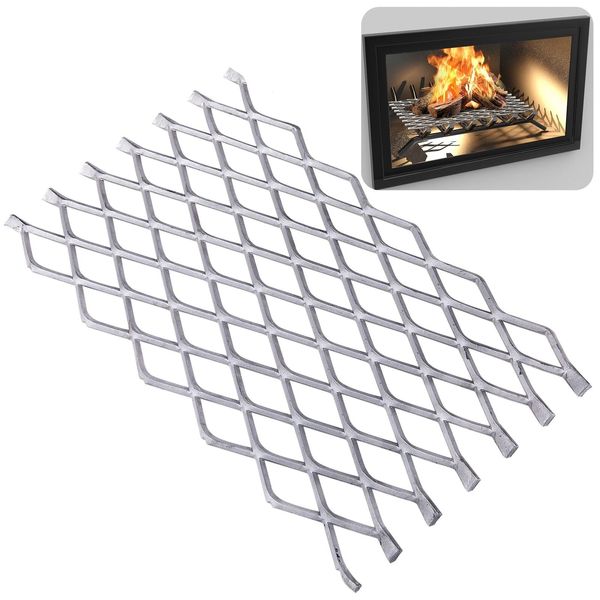 Fireplace Grate Ember Retainer,12x7inches Steel Fireplace Ember Retainer Mesh...