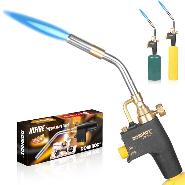 DOMINOX Propane Torch Head, High Intensity Torch Head Trigger Start Gas Torch, Soldering Torch for Propane MAP MAP PRO Tank, Soldering, Ignition, Barbecue, Lighting