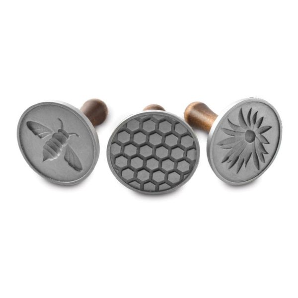 Nordic Ware Honey Bees Cookie Stamps (Set of 3), Sturdy Cast Aluminium Cookie Stamp Set, Cookie Press Set Made in The USA, Sturdy and Durable Biscuit Maker Press Set, 01250, Silver