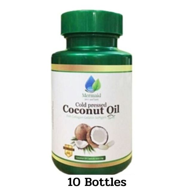 Cold Pressed Coconut Oil Mermaid Capsules Thai Premium All Natural 40 Cap X 10Pc