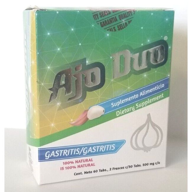 AJO DUO GASTRITIS ( 60 TABS.) DIETARY SUPPLEMENT.  SAME DAY FREE SHIPPING!!