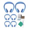 Hamilton Buhl Flex-Phones, Foam Headphones (Blue, 6 pack) & Accessory Bundle