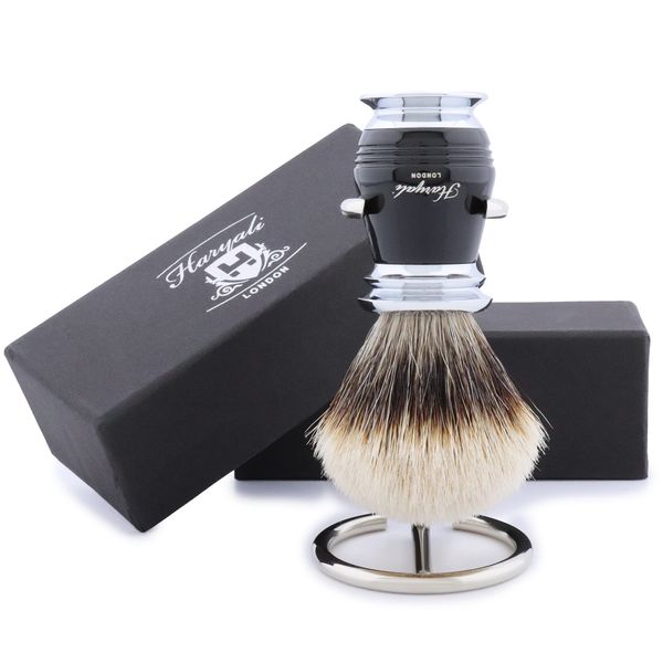 Shaving Kit - 2 Pc Shaving Kit - Silvertip Badger Shaving Brush - Stainless Steel Shaving Stand - Elegant Design Shaving Brush with Shaving Stand